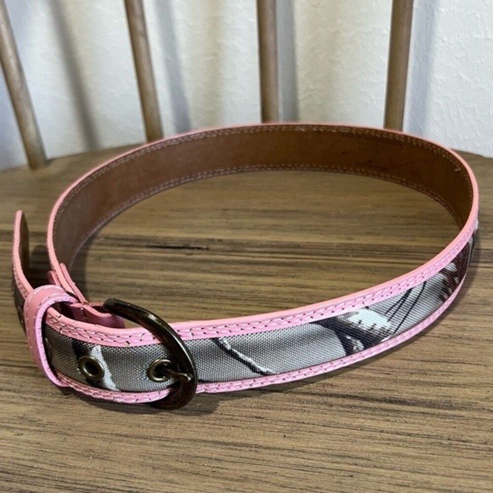 Girl’s Camo/Pink Trimmed Genuine Bonded Leather Belt in Size Medium